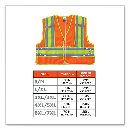 ergodyne GloWear 8245PSV Class 2 Public Safety Vest, Polyester, Small/Medium, Orange (23383)