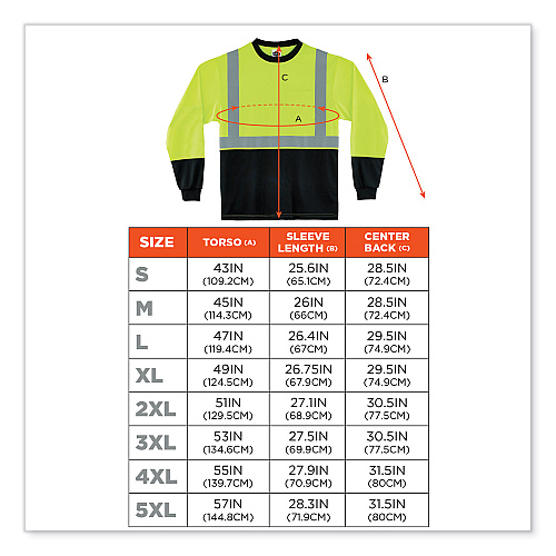 ergodyne GloWear 8281BK Class 2 Long Sleeve Shirt with Black Bottom, Polyester, Medium, Lime (22633)