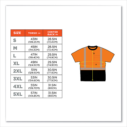 ergodyne GloWear 8280BK Class 2 Performance T-Shirt with Black Bottom, Polyester, 5X-Large, Orange (22589)