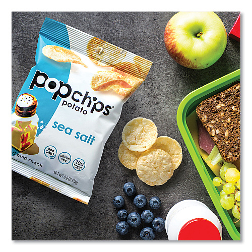 popchips Potato Chips, Variety Pack, Barbeque, Sea Salt, Sour Cream and Onion, 0.8 oz Bag, 30/Pack (22001998)