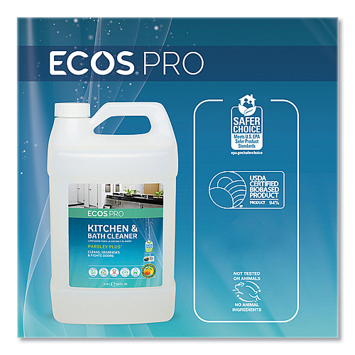 ECOS PRO Parsley Plus All-Purpose Kitchen & Bathroom Cleaner, Herbal Scent, 1 gal Bottle (PL974604)