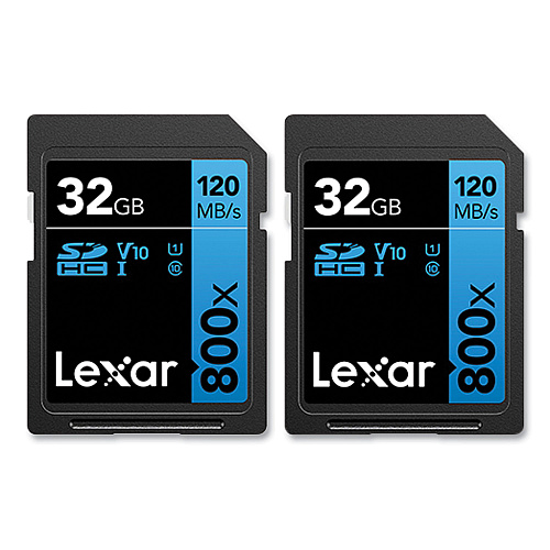 Lexar BLUE Series SDHC Memory Card, UHS-I U1 Class 10, 32 GB, 2/Pack (8032GB2NNU)