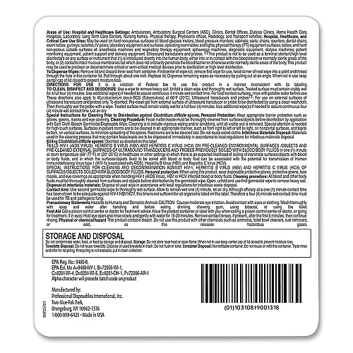 Sani-Cloth Bleach Germicidal Disposable Wipes, 1-Ply, 7.5 x 15, Unscented, White, 65/Pack (P25784)