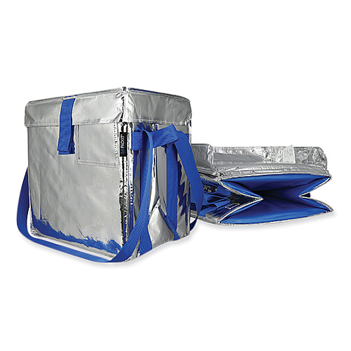 PackIt Fresh Eco Freeze Tote, (2) Blue Nylon Shoulder Straps, (2) Blue Nylon Strap Handles, 13.5" x 9" x 13", Silver/Blue, 4/Carton (UDMAG)