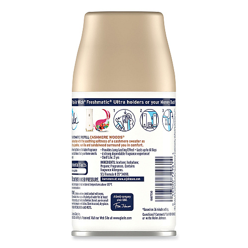 Glade Automatic Air Freshener, Cashmere Woods, 6.2 oz, 4/Carton (344757)