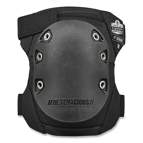 ergodyne ProFlex 335HL Slip-Resistant Black Rubber Cap Knee Pads, Hook and Loop Closure, Pair (18336)