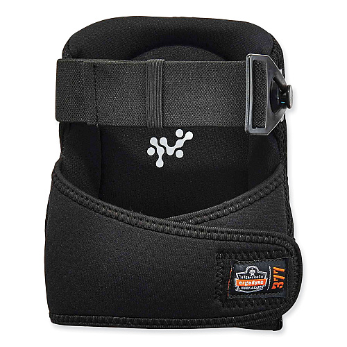 ergodyne ProFlex 377 Lightweight Gel Knee Pads, Smooth Hard Cap, Buckle/Hook and Loop Closure, Black, Pair (18477)
