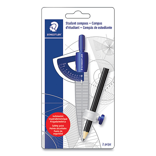 Staedtler Student Compass, 8.5" Maximum Diameter, Plastic, Blue (557SCBKA6)