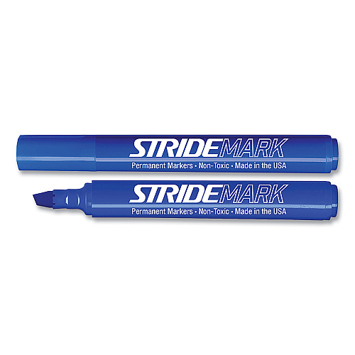 StrideMark Tank Permanent Marker, Broad Chisel Tip, Blue, 12/Pack (22002)
