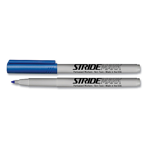StrideMark Permanent Marker, Fine Bullet Tip, Blue, 12/Pack (27002)