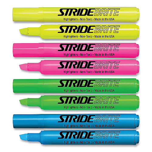 StrideBrite Tank Highlighter, Assorted Ink Colors, Chisel Tip, Assorted Barrel Colors, 12/Pack (42012)
