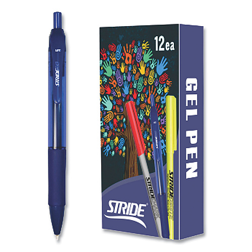 StrideRio Gel Pen, Retractable, Medium 0.7 mm, Blue Ink, Translucent Blue Barrel, 12/Box (52002)