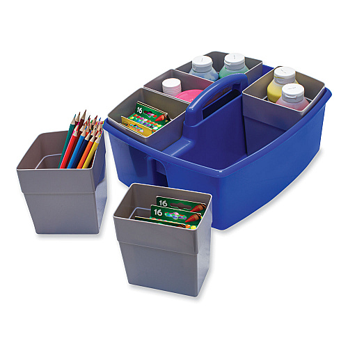 Storex Large Caddy with Sorting Cups, Blue, 2/Carton (00985U02C)