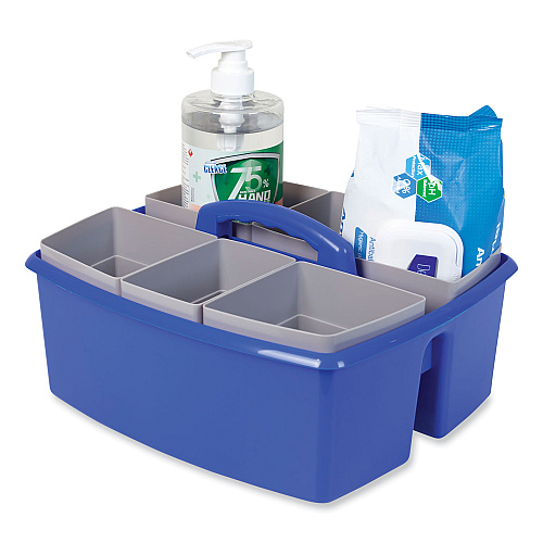 Storex Large Caddy with Sorting Cups, Blue, 2/Carton (00985U02C)