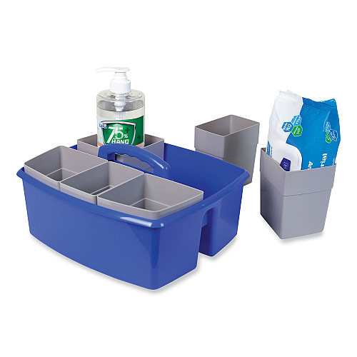 Storex Large Caddy with Sorting Cups, Blue, 2/Carton (00985U02C)
