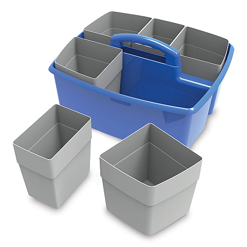 Storex Large Caddy with Sorting Cups, Blue, 2/Carton (00985U02C)