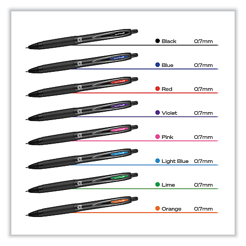 uni-ball 207 Plus+ Gel Pen, Retractable, Medium 0.7 mm, Assorted Inspirational Ink Colors, Black Barrel, 6/Pack (70491)