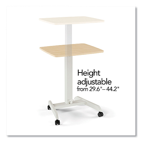 Union & Scale Essentials Sit-Stand Single-Column Mobile Workstation, 23.6" x 20.5" x 29.6" to 44.2", Natural Wood/Light Gray (60413CC)