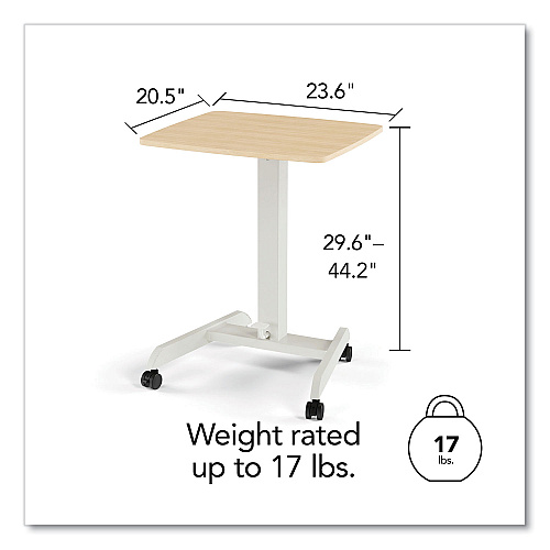 Union & Scale Essentials Sit-Stand Single-Column Mobile Workstation, 23.6" x 20.5" x 29.6" to 44.2", Natural Wood/Light Gray (60413CC)