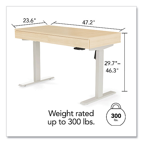 Union & Scale Essentials Deluxe Electric Sit-Stand 2-Column Workstation, 2 Desk Drawers, 47.2" x 23.6" x 29.7 to" 46.3", Natural/Light Gray (60416CC)