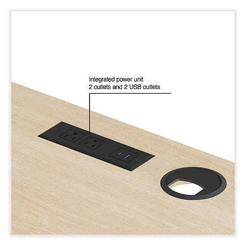 Union & Scale Essentials Single-Pedestal L-Shaped Desk with Integrated Power Management, 59.8" x 59.8 x 29.7", Natural Wood/Black (60420CC)