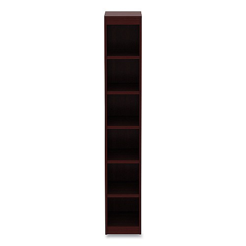 Alera Valencia Series Narrow Profile Bookcase, Six-Shelf, 11.81w x 11.81d x 71.73h, Mahogany (ALEVA67212MY)