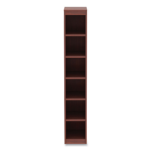 Alera Valencia Series Narrow Profile Bookcase, Six-Shelf, 11.81w x 11.81d x 71.73h, Medium Cherry (ALEVA67212MC)