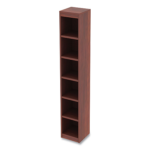 Alera Valencia Series Narrow Profile Bookcase, Six-Shelf, 11.81w x 11.81d x 71.73h, Medium Cherry (ALEVA67212MC)