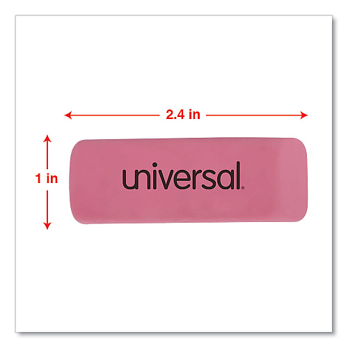 Universal Bevel Block Erasers, For Pencil Marks, Slanted-Edge Rectangular Block, Large, Pink, 20/Pack (UNV55120)