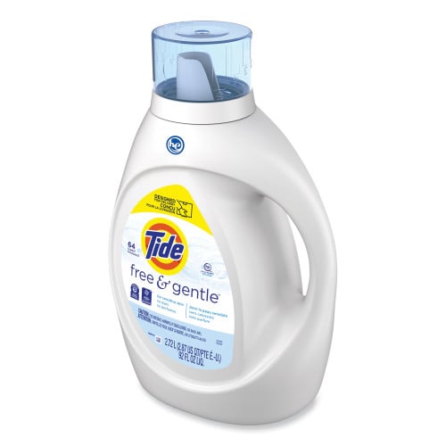 Tide Free and Gentle Liquid Laundry Detergent, Unscented, 92 oz Bottle