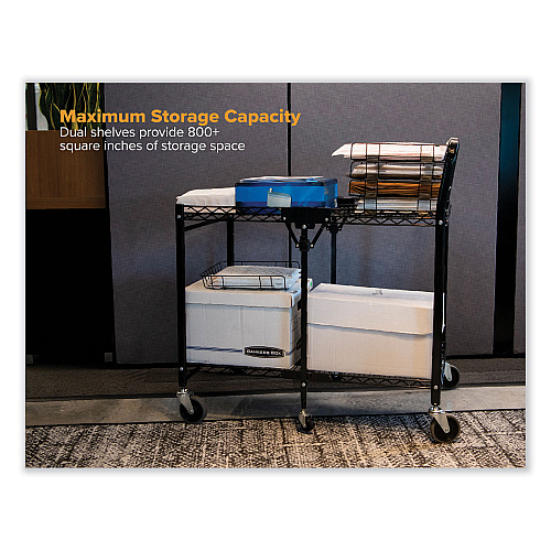 Bostitch Stowaway Folding Carts, Metal, 2 Shelves, 250 lb Capacity, 29.63" x 37.25" x 18", Black (BSACSMBLK)