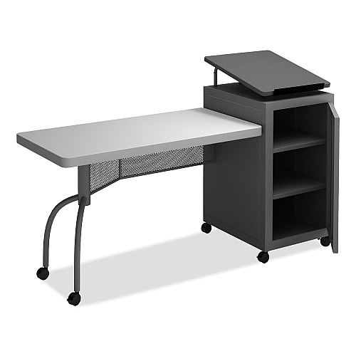 Oklahoma Sound Edupod Teacher's Desk and Lectern Combo, 24" x 68" x 45", Gray Hammer Tone (EDPD)