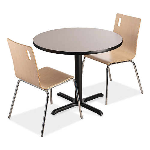 NPS Cafe Table, 36" Diameter x 30h, Round Top/X-Base, Gray Nebula, Black Base (CT13636XD1GY)