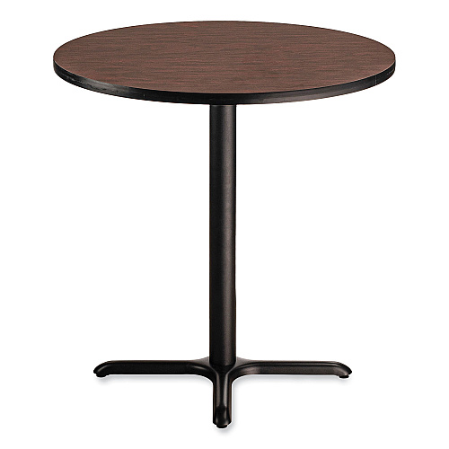 NPS Cafe Table, 36" Diameter x 36h, Round Top/X-Base, Mahogany Top, Black Base (CT13636XC1MY)