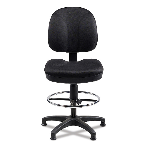NPS Comfort Task Stool, Supports Up to 300 lb, 24.5" to 34.5" Seat Height, Black Seat, Black Back, Black Base (CTS)