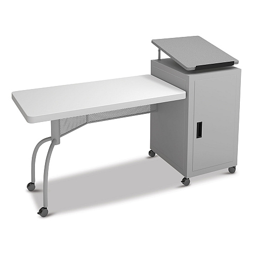 Oklahoma Sound Edupod Teacher's Desk and Lectern Combo, 24" x 68" x 45", Gray Hammer Tone (EDPD)