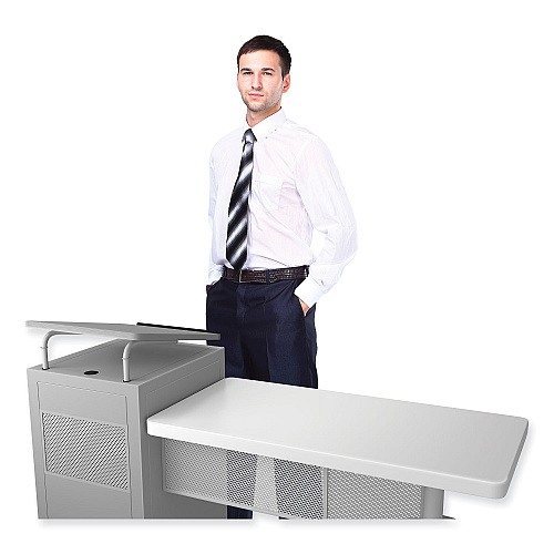 Oklahoma Sound Edupod Teacher's Desk and Lectern Combo, 24" x 68" x 45", Gray Hammer Tone (EDPD)