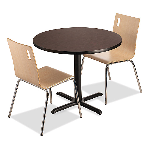NPS Cafe Table, 36" Diameter x 30h, Round Top/X-Base, Mahogany Top, Black Base (CT13636XD1MY)