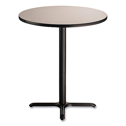 NPS Cafe Table, 36" Diameter x 42h, Round Top/X-Base, Gray Nebula Top, Black Base (CT13636XB1GY)