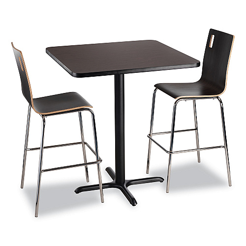NPS Cafe Table, 36w x 36d x 42h, Square Top/X-Base, Mahogany Top, Black Base (CT33636XB1MY)