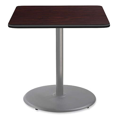 NPS Cafe Table, 36w x 36d x 36h, Square Top/Round Base, Mahogany Top, Gray Base (CG33636RC1MY)