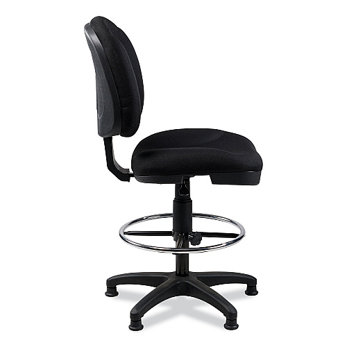 NPS Comfort Task Stool, Supports Up to 300 lb, 24.5" to 34.5" Seat Height, Black Seat, Black Back, Black Base (CTS)