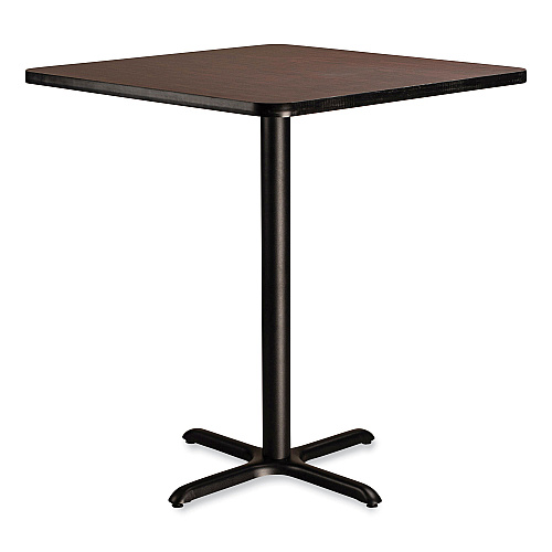 NPS Cafe Table, 36w x 36d x 42h, Square Top/X-Base, Mahogany Top, Black Base (CT33636XB1MY)