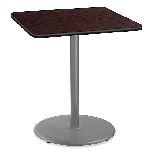NPS Cafe Table, 36w x 36d x 42h, Square Top/Round Base, Gray Nebula Top, Black Base (CT33636RB1GY)