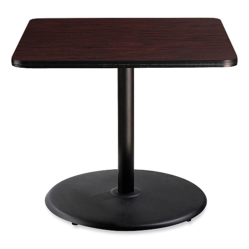 NPS Cafe Table, 36w x 36d x 30h, Square Top/Round Base, Mahogany Top, Black Base (CT33636RD1MY)