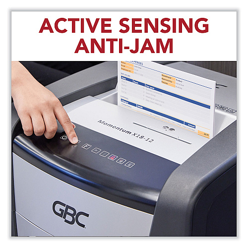 GBC Momentum X18-12 Micro-Cut P-4 Anti-Jam Shredder, 18 Manual Sheet Capacity (WSM177002)