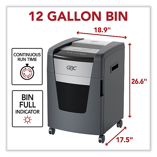 GBC Momentum X18-12 Micro-Cut P-4 Anti-Jam Shredder, 18 Manual Sheet Capacity (WSM177002)