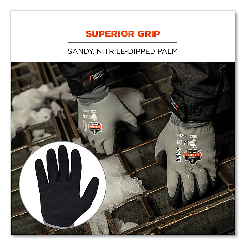 ergodyne ProFlex 7501 Coated Waterproof Winter Gloves, Gray, X-Large, Pair (17635)