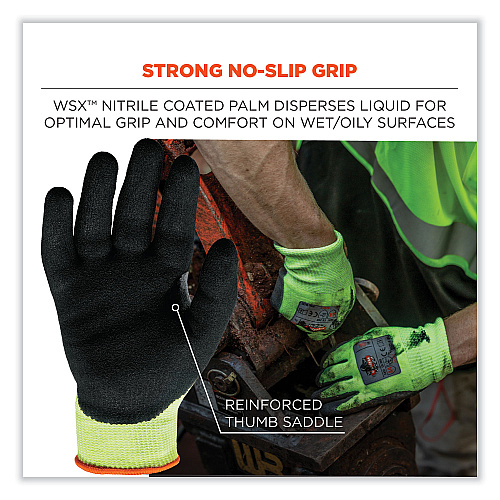 ergodyne ProFlex 7041-CASE ANSI A4 Nitrile Coated CR Gloves, Lime, Small, 144 Pairs/Carton (17822)