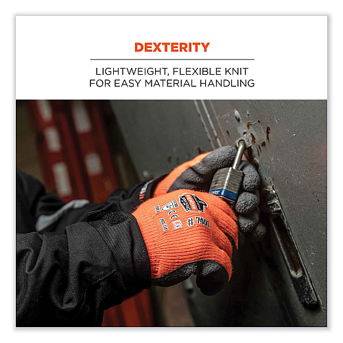 ergodyne ProFlex 7401-CASE Coated Lightweight Winter Gloves, Orange, Medium, 144 Pairs/Carton (17893)